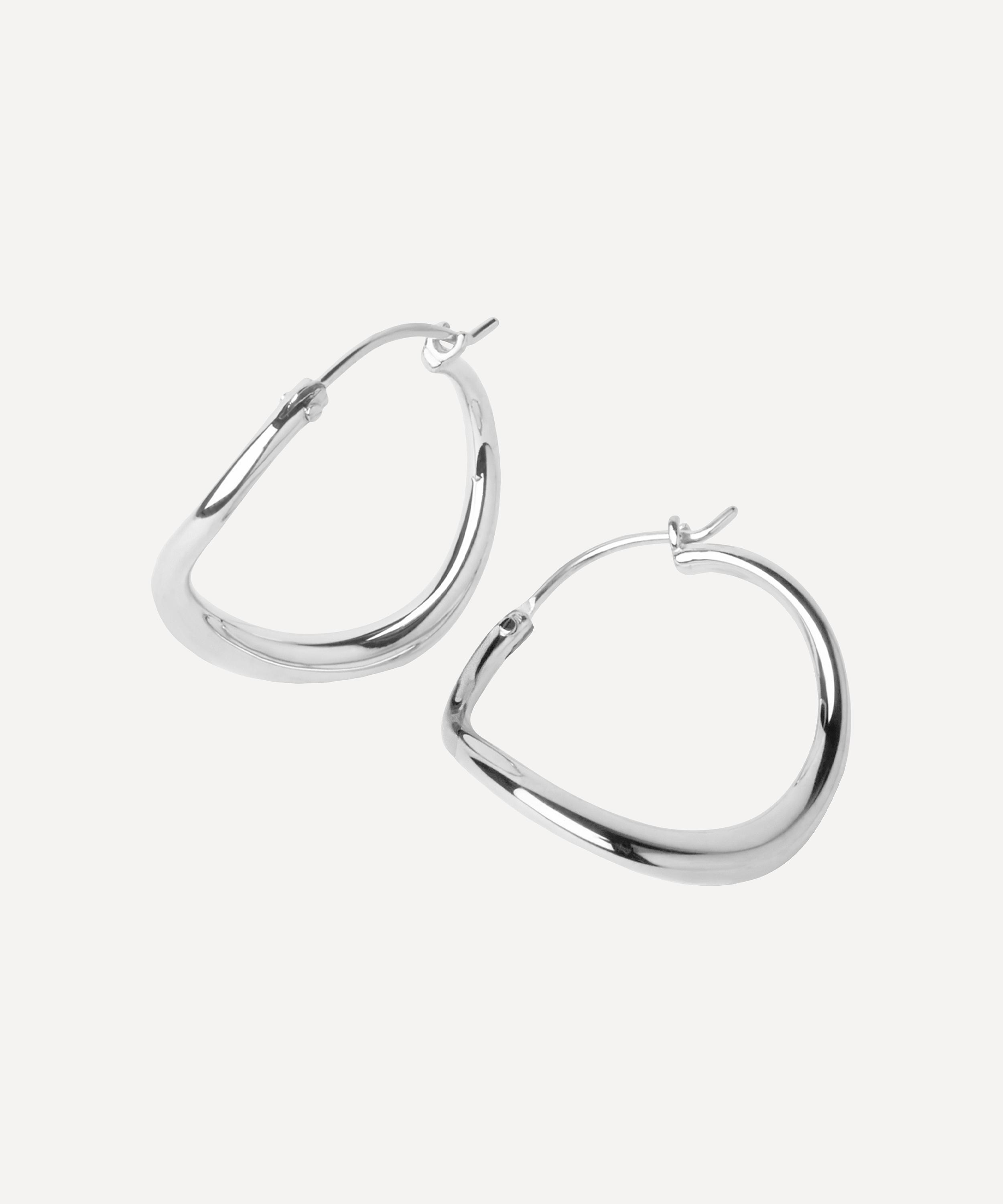 Dinny Hall - Silver Wave Small Hoop Earrings image number 0