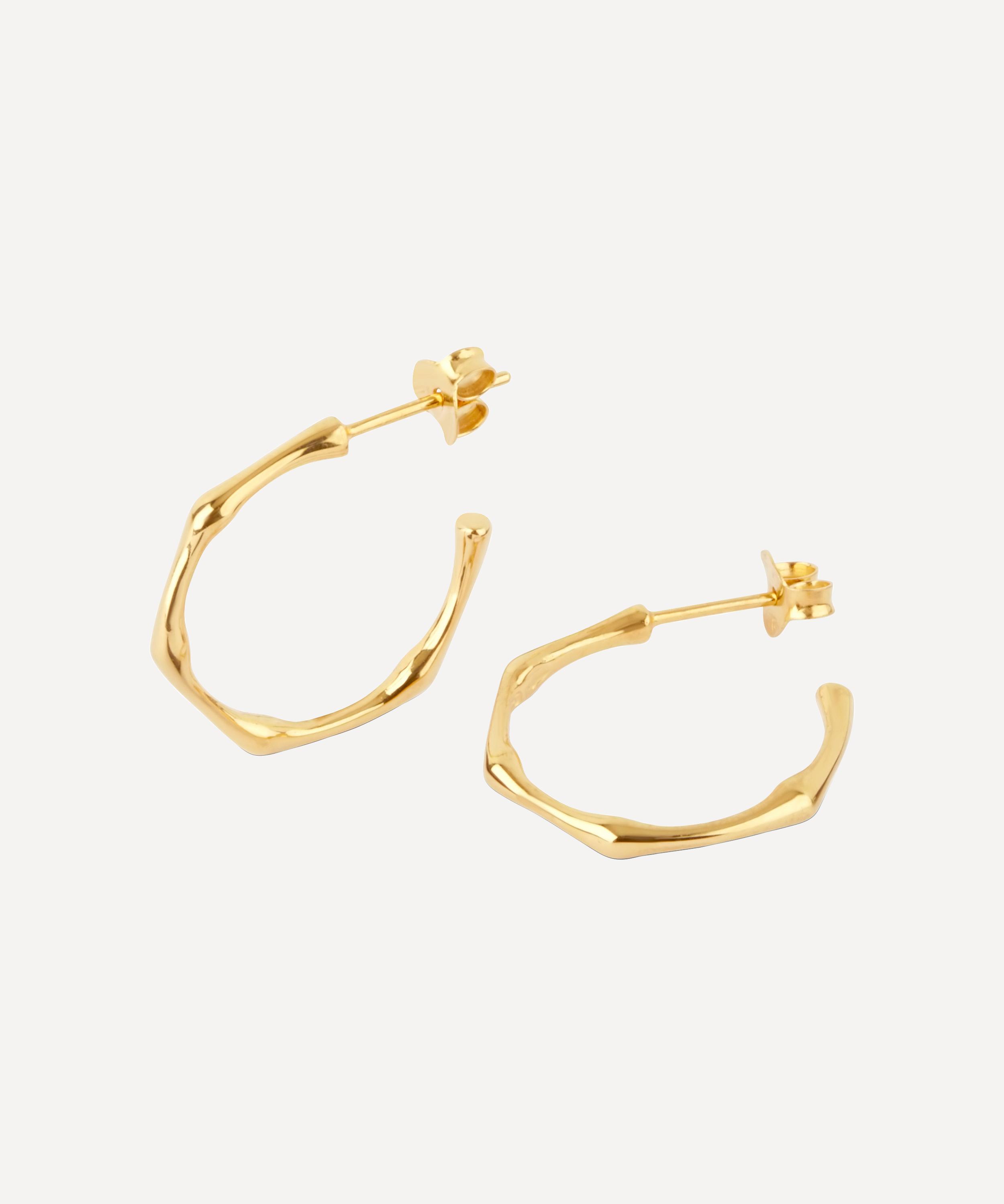 Dinny Hall - Gold Plated Vermeil Silver Bamboo Small Hoop Earrings image number 0