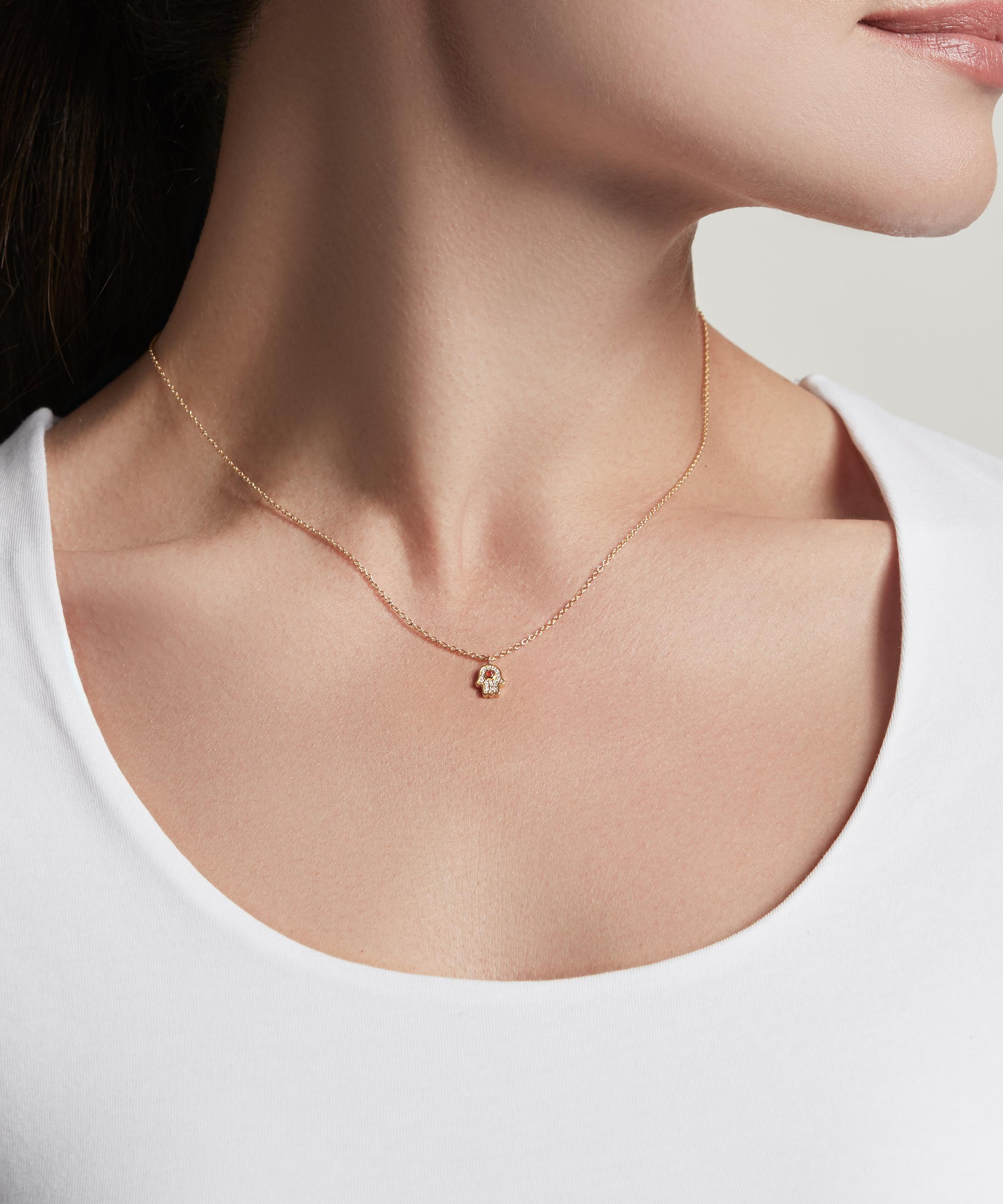 Astley Clarke - Gold Plated Vermeil Silver Biography Mini Hamsa Pendant Necklace image number 1