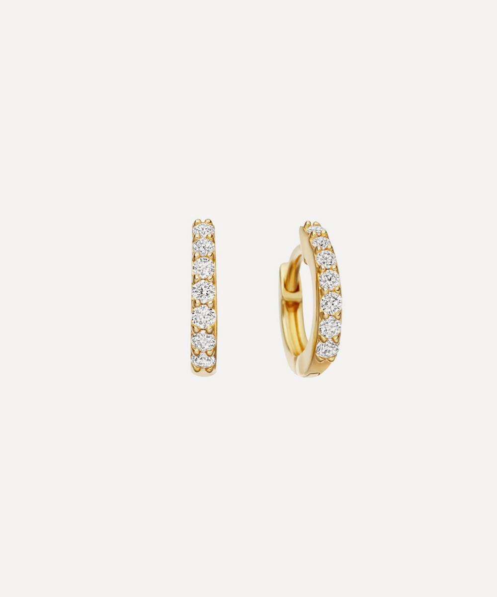 Astley Clarke - Gold Mini Halo White Diamond Hoops Earrings