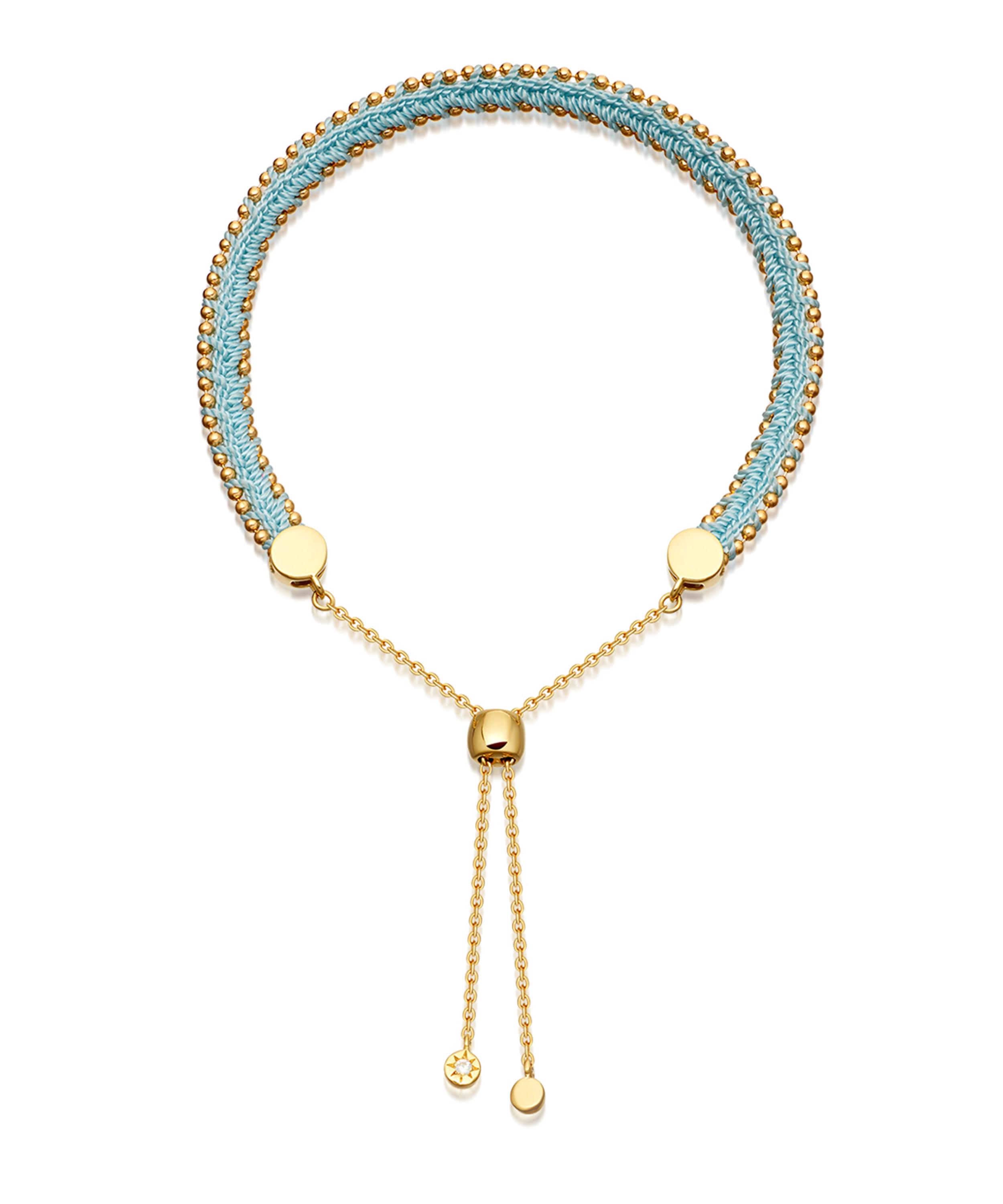 Astley Clarke - Gold-Plated Duck Egg Woven Kula Bracelet image number 0