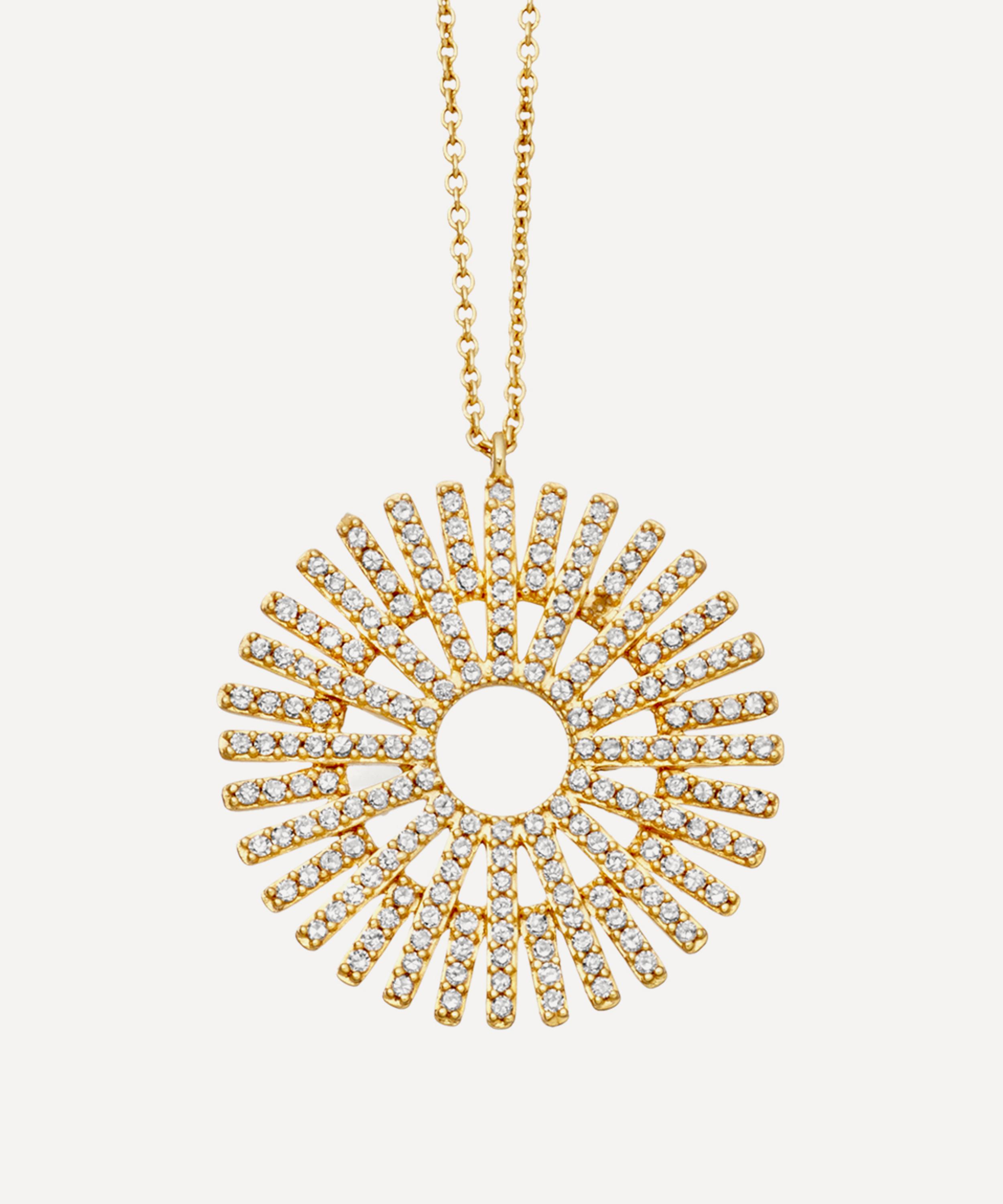 Astley Clarke - 14ct Gold Large Rising Sun Diamond Pendant Necklace image number 0