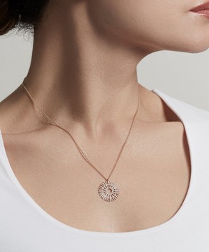 Astley Clarke - 14ct Gold Large Rising Sun Diamond Pendant Necklace image number 1