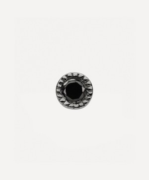 18ct 1.5mm Scalloped Set Black Diamond Threaded Stud Earring