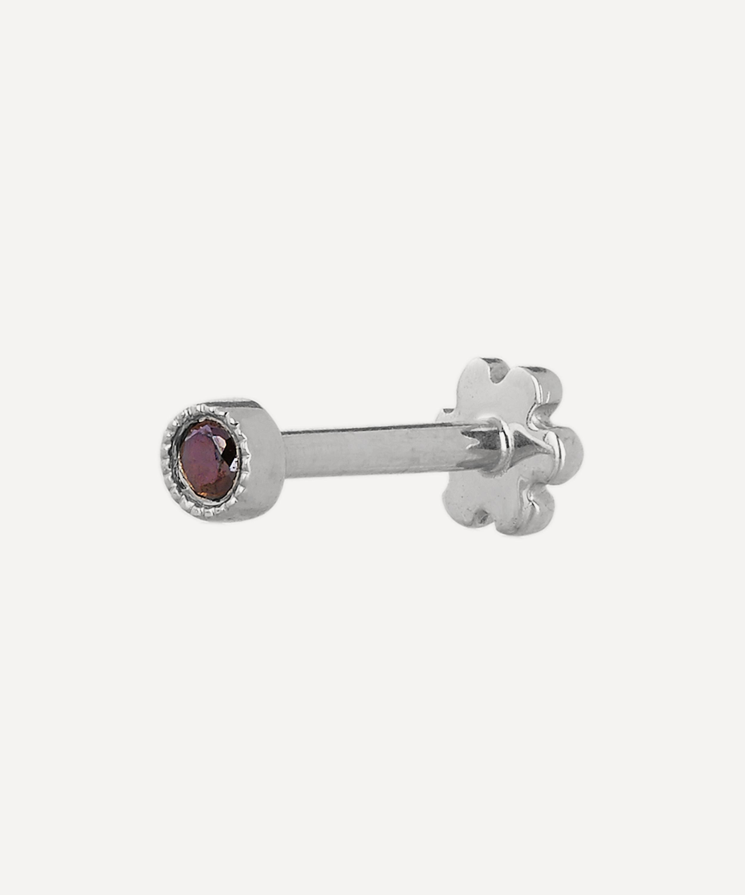 Maria Tash - 18ct 1.5mm Scalloped Set Black Diamond Threaded Stud Earring image number 4