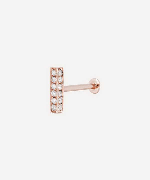 Maria Tash - 18ct 7mm Square Diamond Pave Bar Threaded Stud Earring image number null