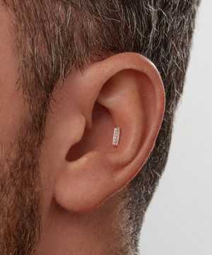 Maria Tash - 18ct 7mm Square Diamond Pave Bar Threaded Stud Earring image number 1