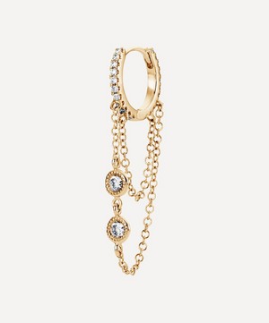 Maria Tash - 18ct 8mm Diamond Eternity with 2 Rounds and 2 Chains Hoop Earring image number 0