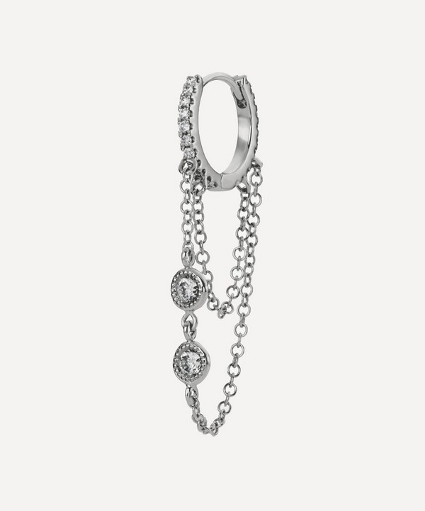 Maria Tash - 18ct 8mm Diamond Eternity with 2 Rounds and 2 Chains Hoop Earring image number null