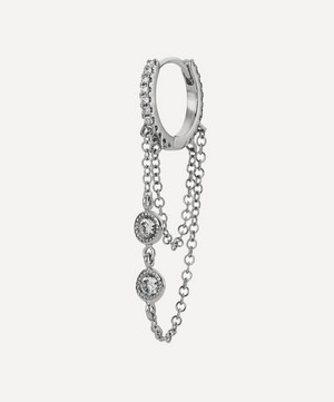 Maria Tash - 18ct 8mm Diamond Eternity with 2 Rounds and 2 Chains Hoop Earring image number 0