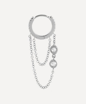 Maria Tash - 18ct 8mm Diamond Eternity with 2 Rounds and 2 Chains Hoop Earring image number 3