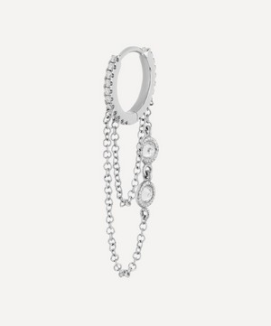 Maria Tash - 18ct 8mm Diamond Eternity with 2 Rounds and 2 Chains Hoop Earring image number 4