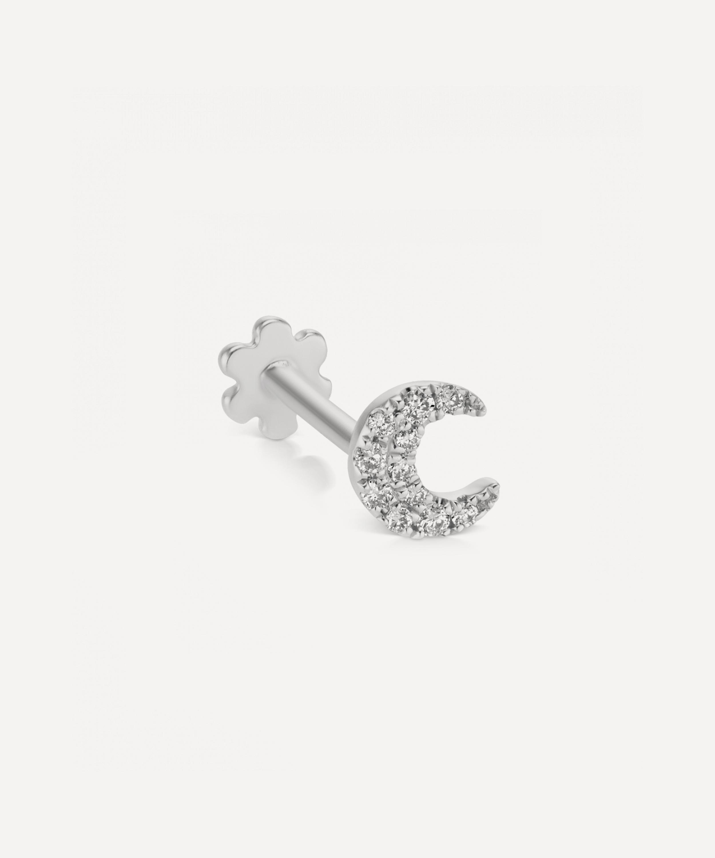 Maria Tash - 18ct 4.5mm Diamond Moon Threaded Stud Earring image number 0
