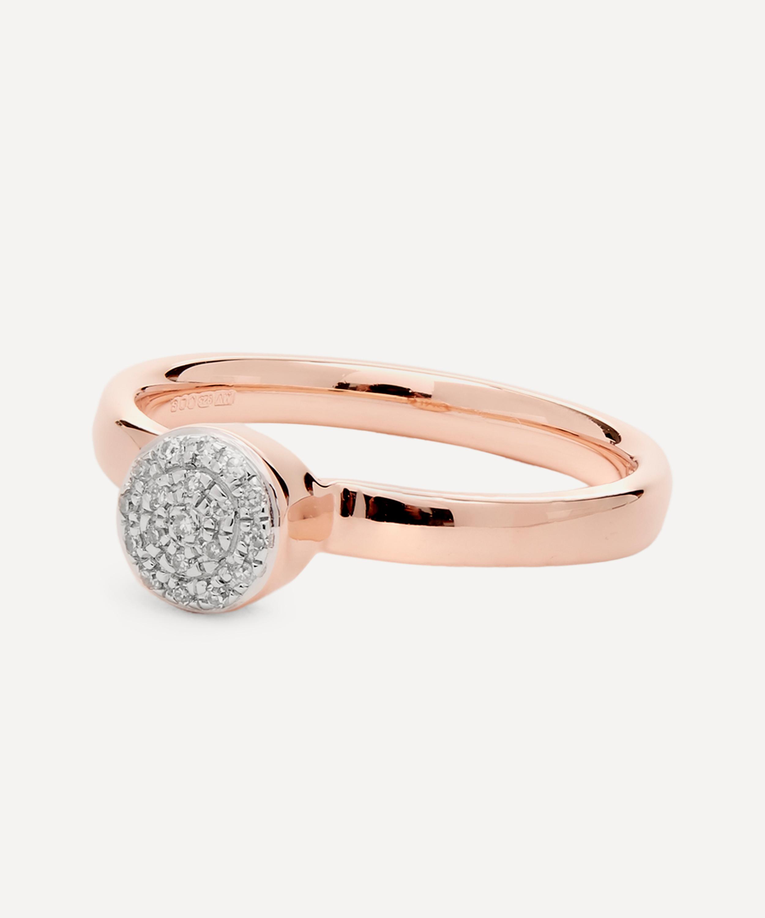 Monica Vinader - Rose Gold-Plated Mini Fiji Diamond Button Ring image number 2