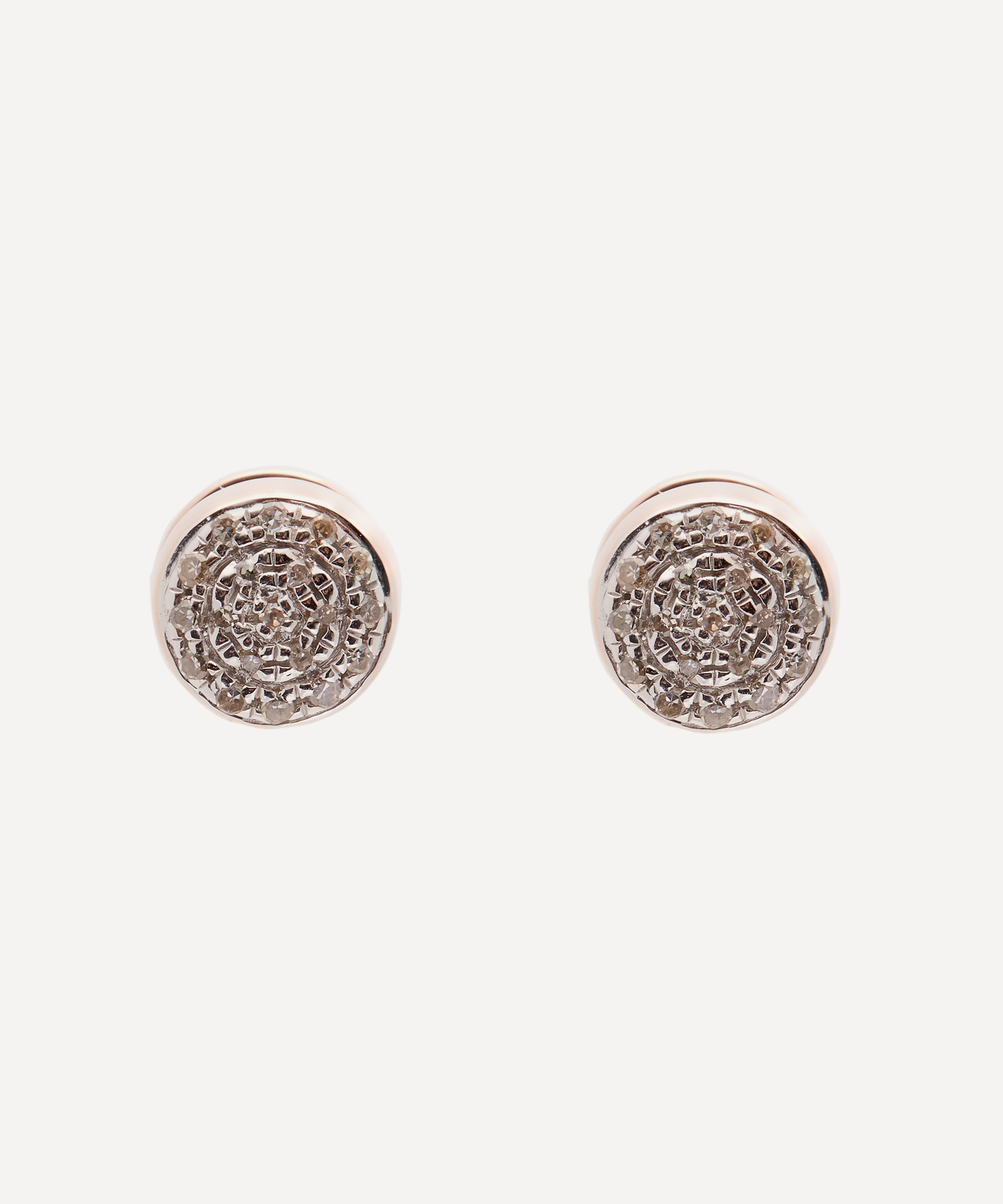 Monica Vinader - Rose Gold Vermeil Fiji Mini Diamond Button Stud Earrings image number 0