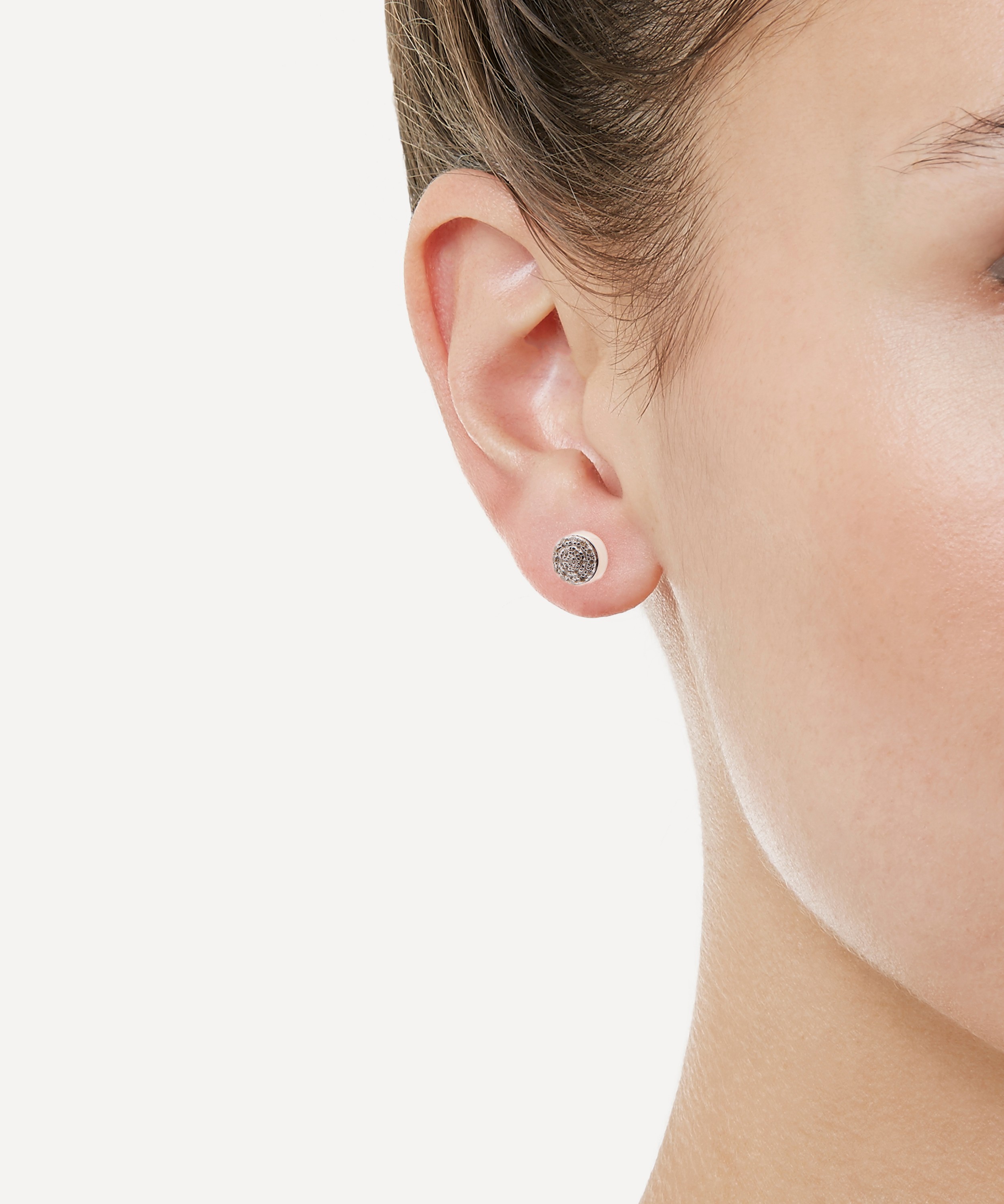 Monica Vinader - Rose Gold Vermeil Fiji Mini Diamond Button Stud Earrings image number 1