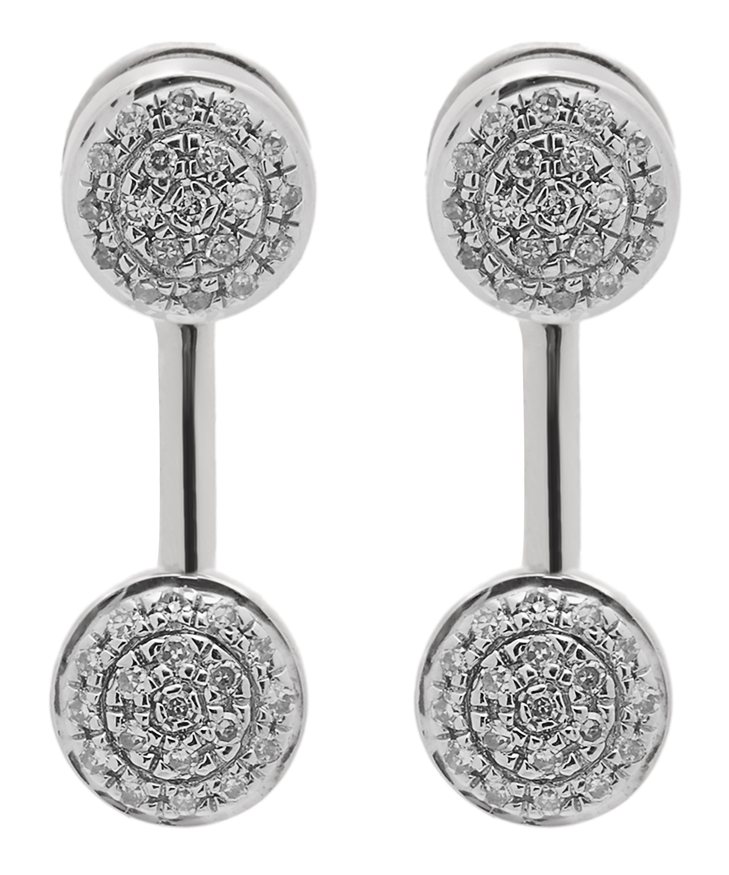 Monica Vinader - Silver Fiji Mini Diamond Button Jacket Earrings image number 0