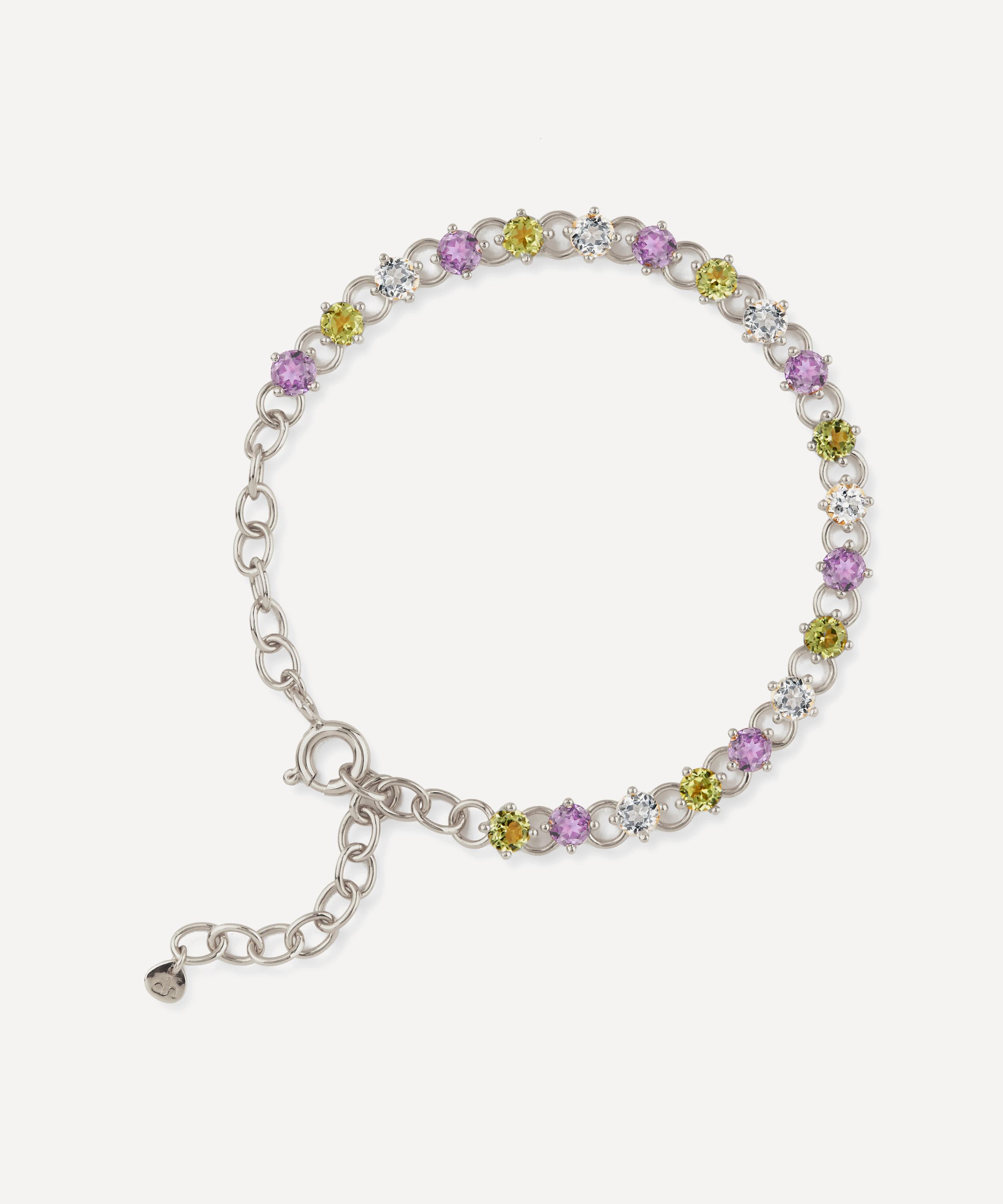 Dinny Hall - Silver Suffragette Gem Drop Line Bracelet image number 0