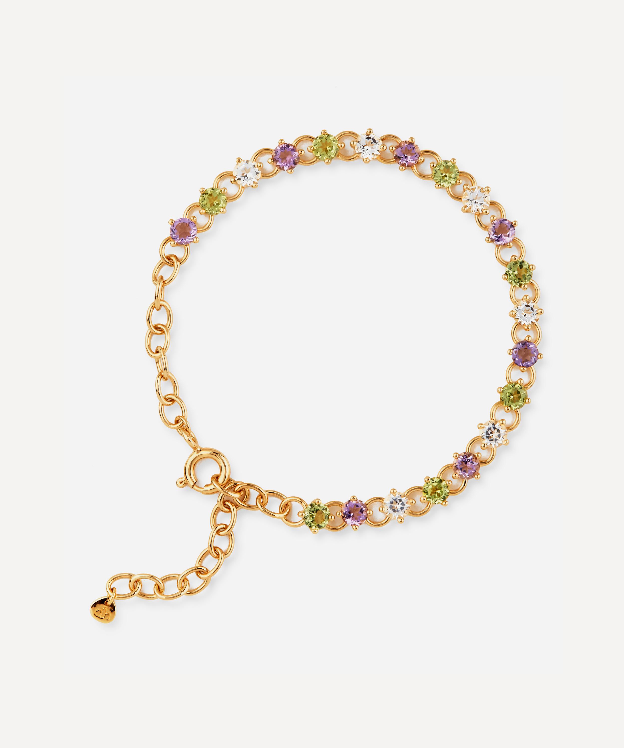 Dinny Hall - Gold Plated Vermeil Silver Suffragette Gem Drop Line Bracelet