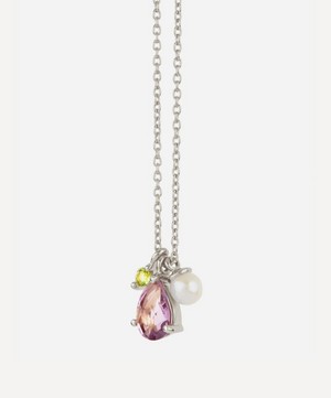 Dinny Hall - Suffragette Sterling Silver Gem Drop Cluster Pendant Necklace image number 1