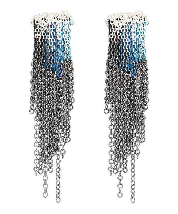 Stephanie Schneider - Silver Silk Chain Short Fringe Earrings image number 0