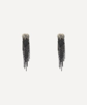 Stephanie Schneider - Silver Silk Chain Short Fringe Earrings image number 0