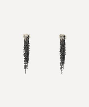 Stephanie Schneider - Silver Silk Chain Short Fringe Earrings image number 1