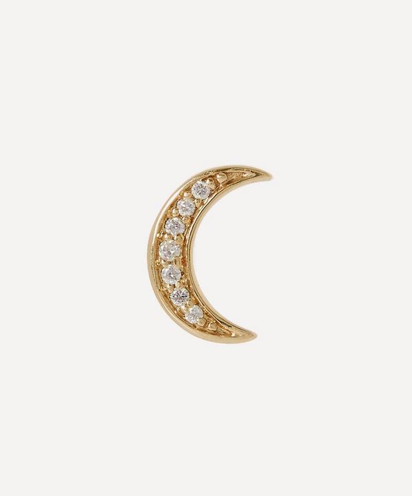 Andrea Fohrman - Gold White Diamond Mini Crescent Moon Stud Earring image number null