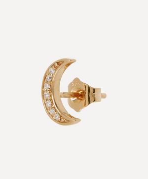 Andrea Fohrman - Gold White Diamond Mini Crescent Moon Stud Earring image number 2