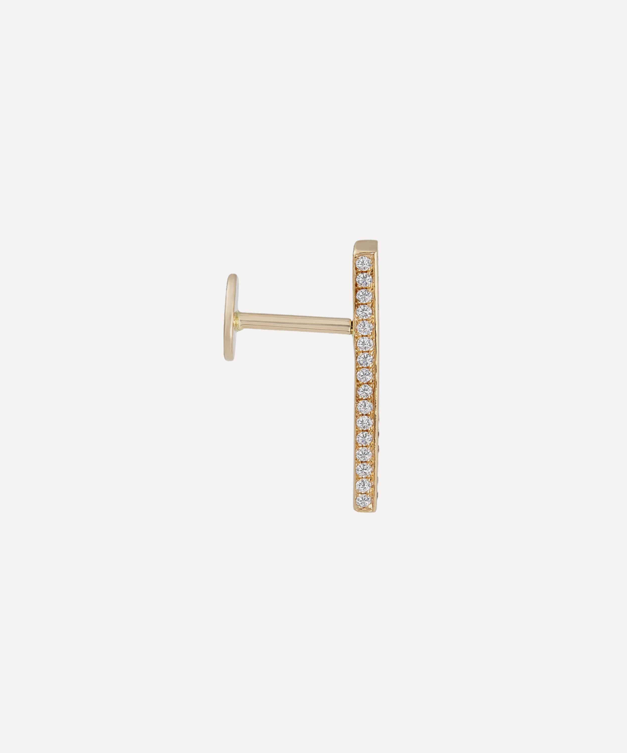 Maria Tash - 18ct 18mm Square Diamond Pave Bar Threaded Stud Earring image number 0