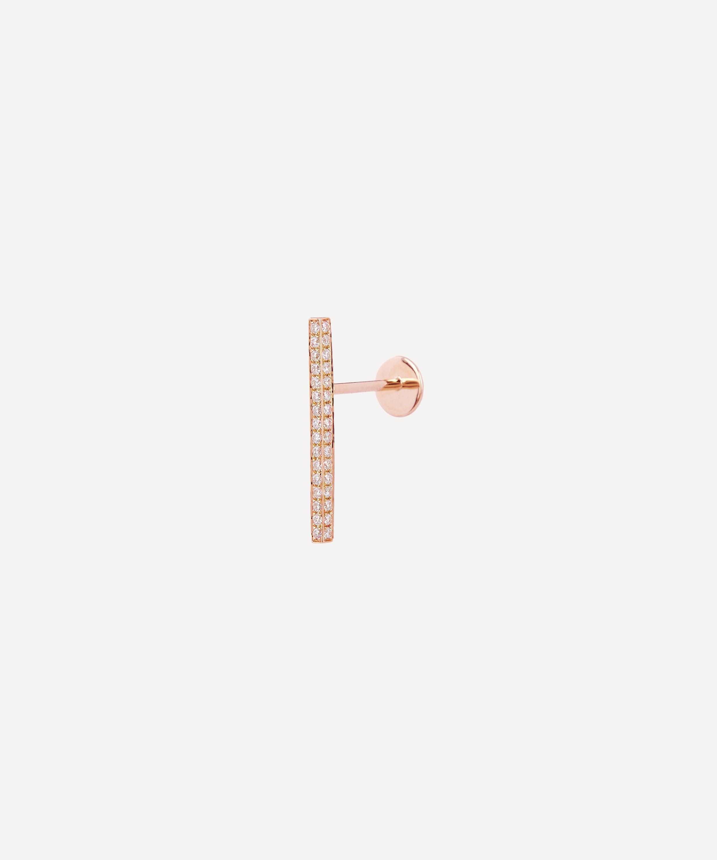 Maria Tash - 18ct 18mm Square Diamond Pave Bar Threaded Stud Earring image number 2