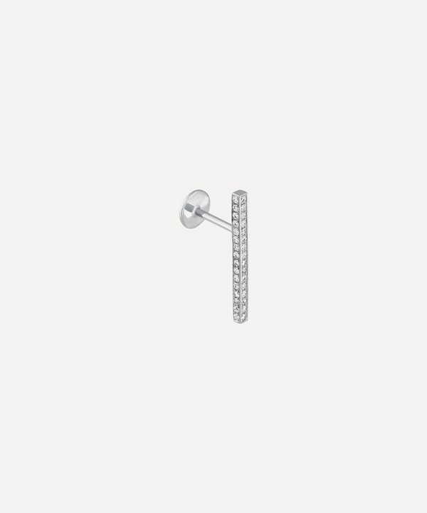 Maria Tash - 18ct 18mm Square Diamond Pave Bar Threaded Stud Earring image number null
