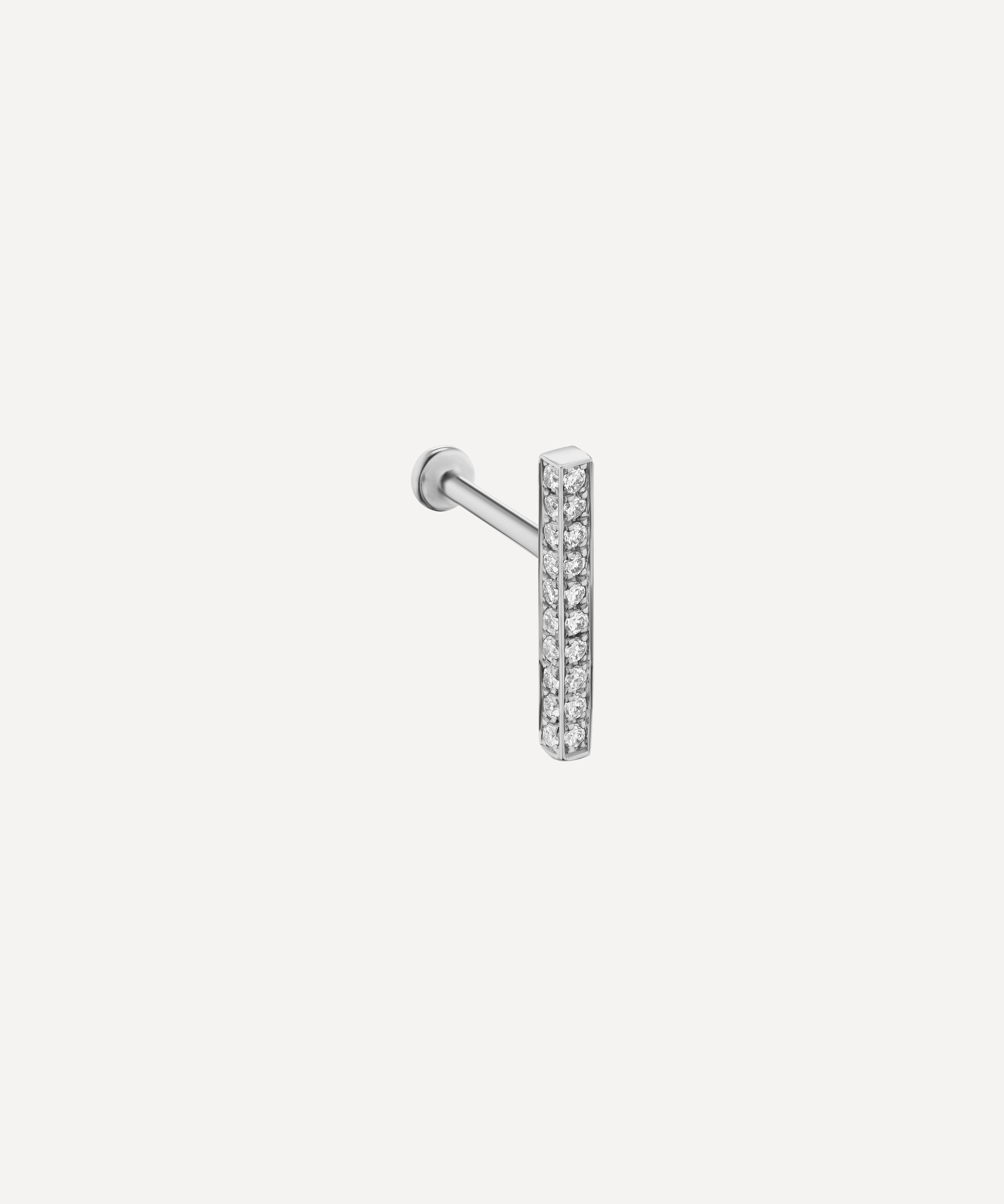 Maria Tash - 18ct 11mm Square Diamond Pave Bar Threaded Stud Earring