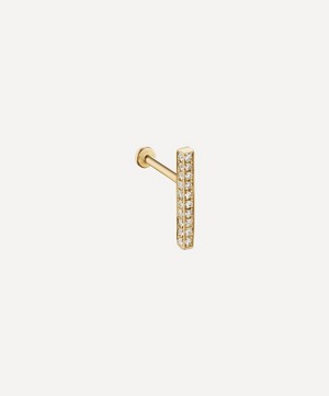 Maria Tash - 18ct 11mm Square Diamond Pave Bar Threaded Stud Earring image number 0