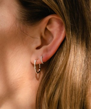 Dinny Hall - 14ct White Gold Bijou Mini Micro-Set Diamond Hoop Earrings image number 1