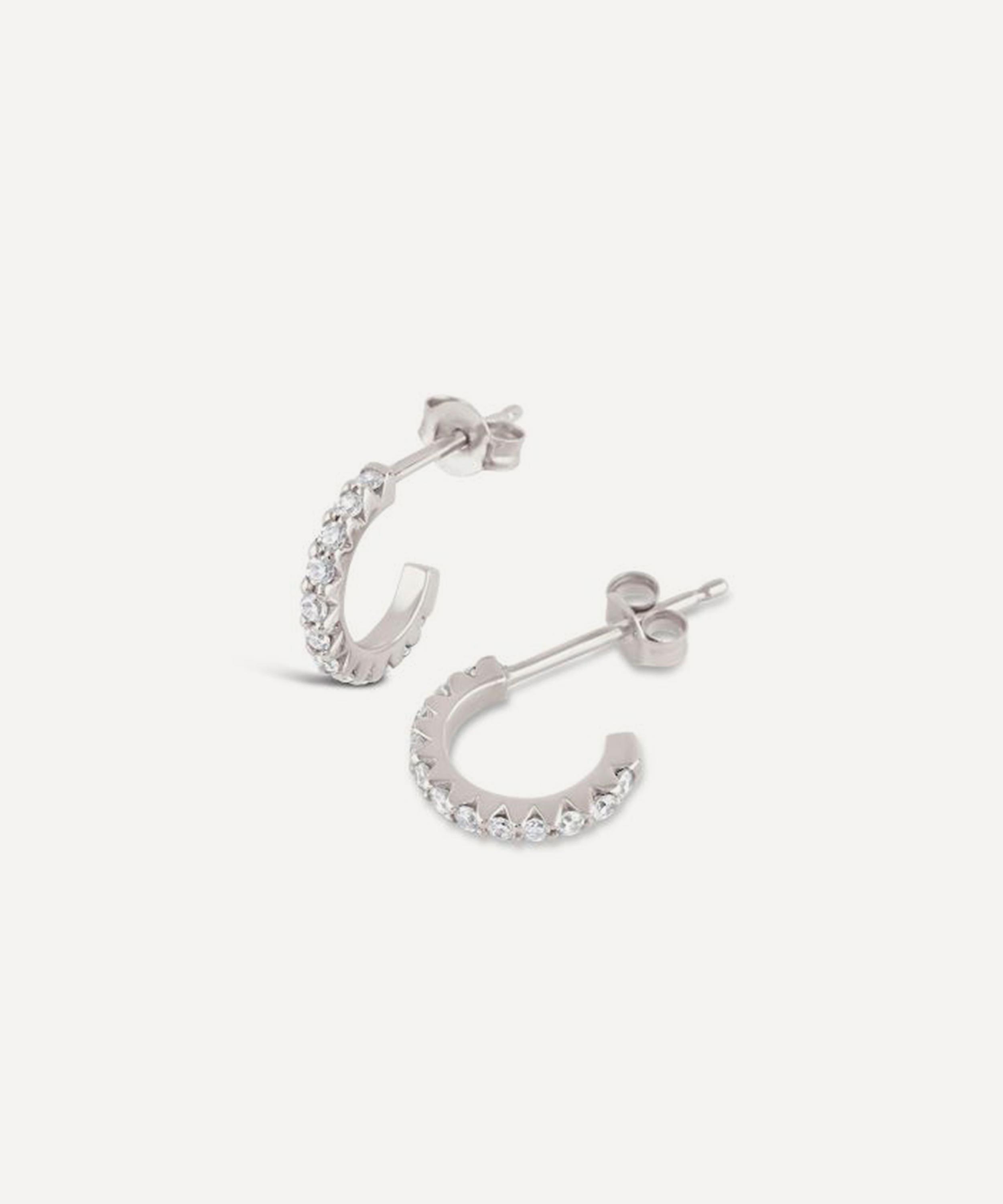 Dinny Hall - 14ct White Gold Bijou Mini Micro-Set Diamond Hoop Earrings image number 2