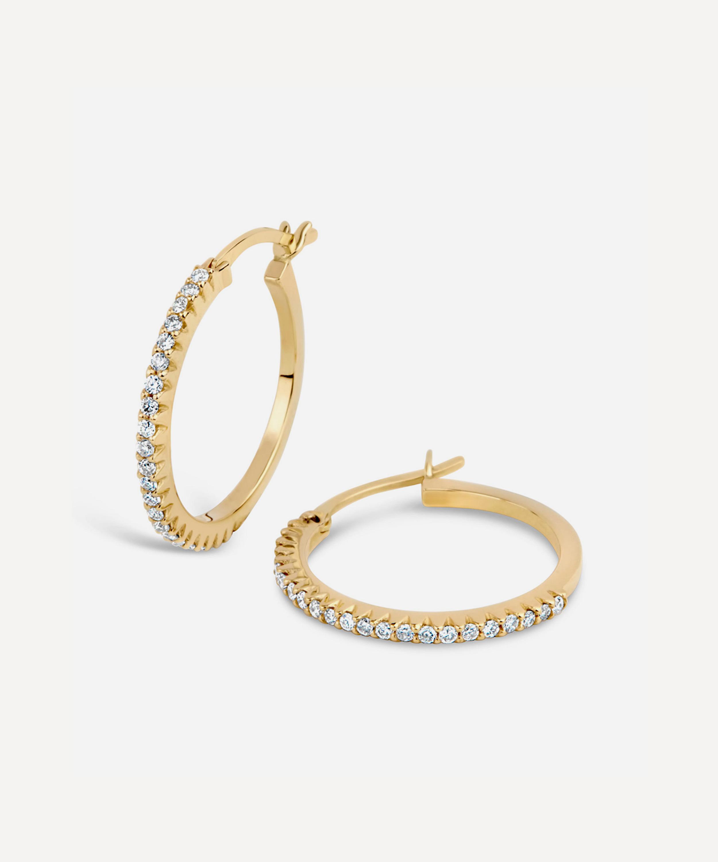 Dinny Hall - 14ct Gold Bijou Micro-Set Diamond Hoop Earrings image number 0