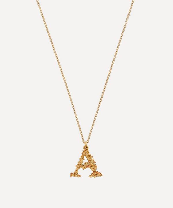 Alex Monroe - Gold-Plated Floral Letter A Alphabet Necklace image number null