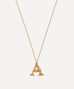 Alex Monroe - Gold-Plated Floral Letter A Alphabet Necklace image number 0