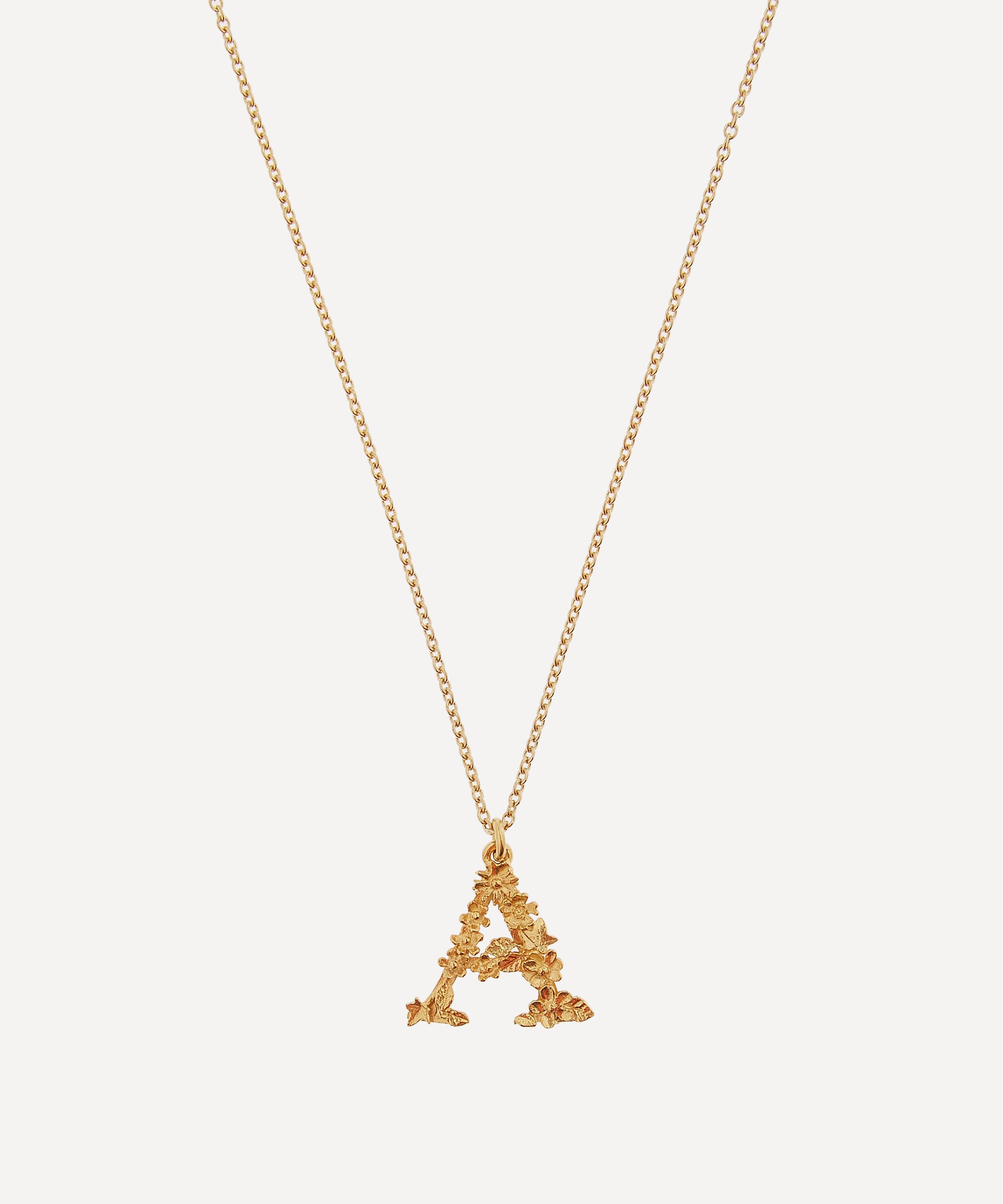 Alex Monroe - Gold-Plated Floral Letter A Alphabet Necklace