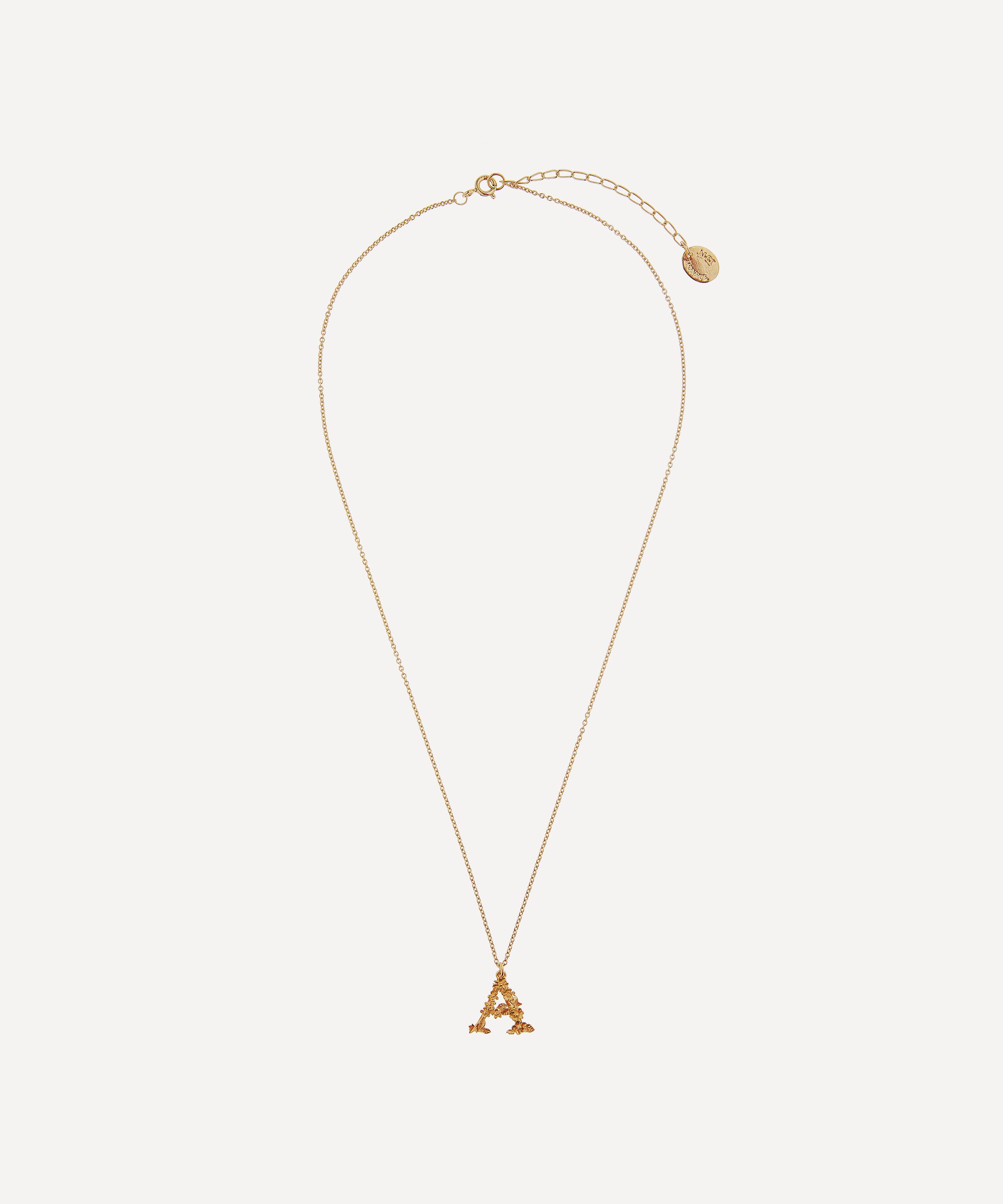 Alex Monroe - Gold-Plated Floral Letter A Alphabet Necklace image number 2