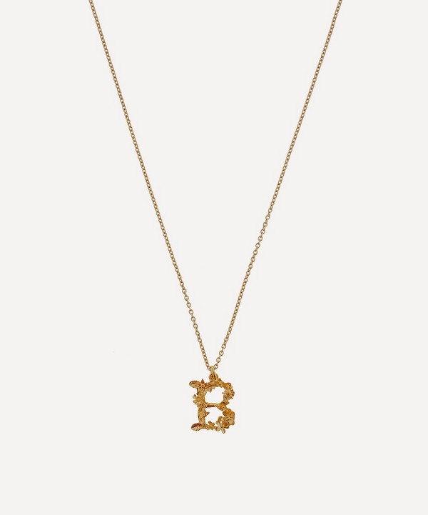 Alex Monroe - Gold-Plated Floral Letter B Alphabet Necklace