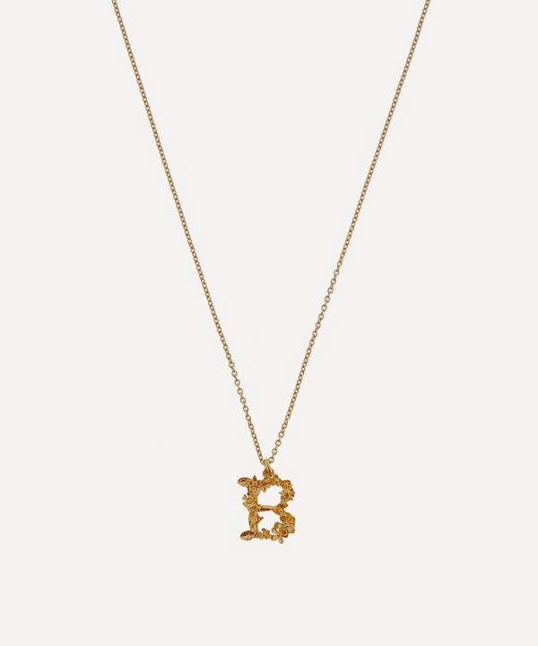 Alex Monroe - Gold-Plated Floral Letter B Alphabet Necklace image number null