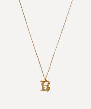 Gold-Plated Floral Letter B Alphabet Necklace
