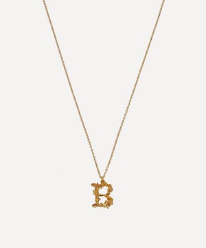 Gold-Plated Floral Letter B Alphabet Necklace