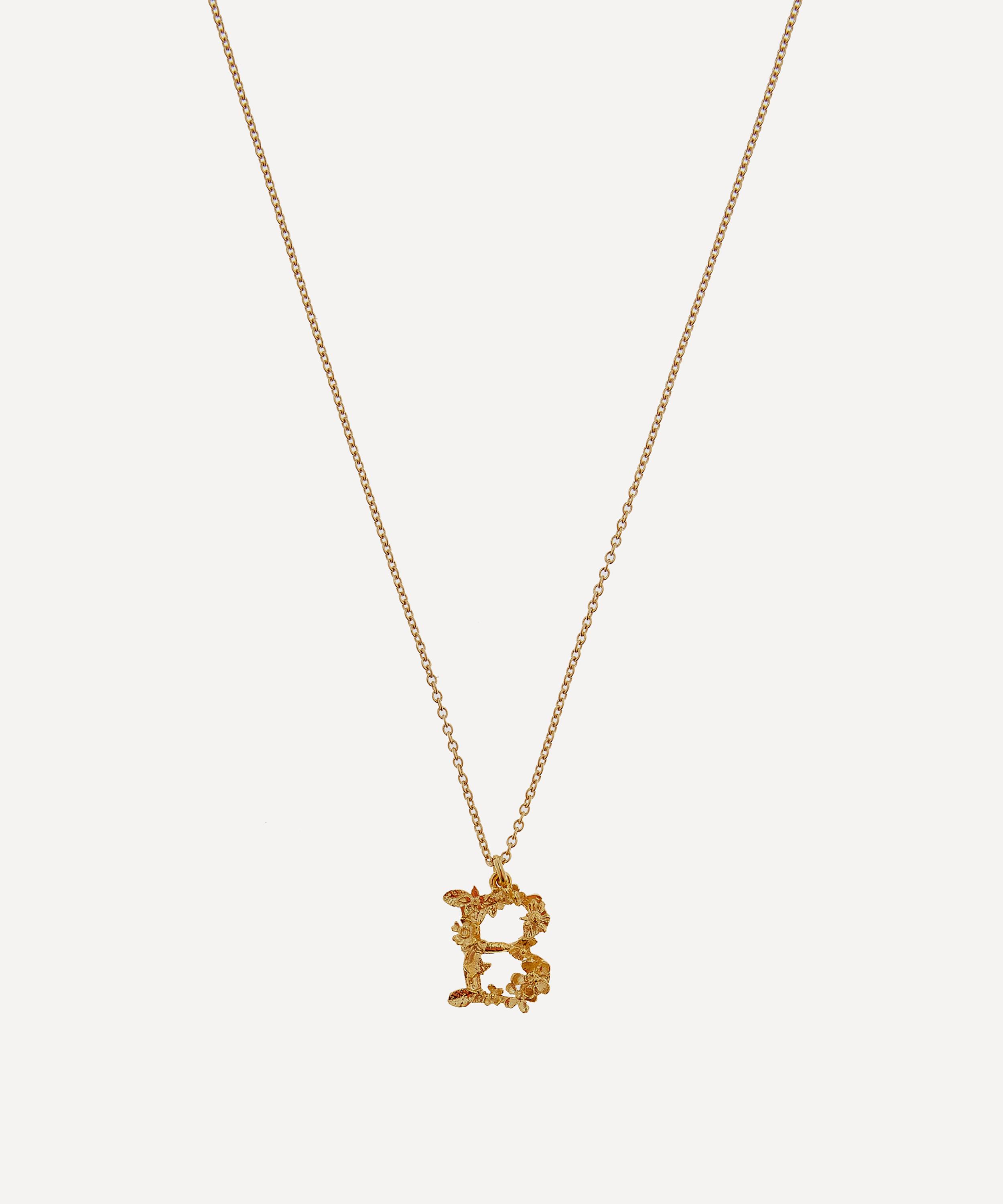 Alex Monroe - Gold-Plated Floral Letter B Alphabet Necklace image number 0