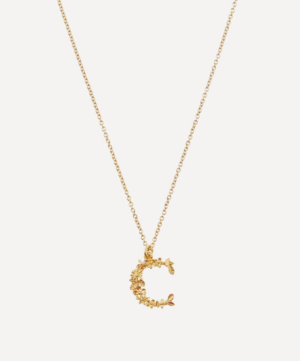 Alex Monroe - Gold-Plated Floral Letter C Alphabet Necklace
