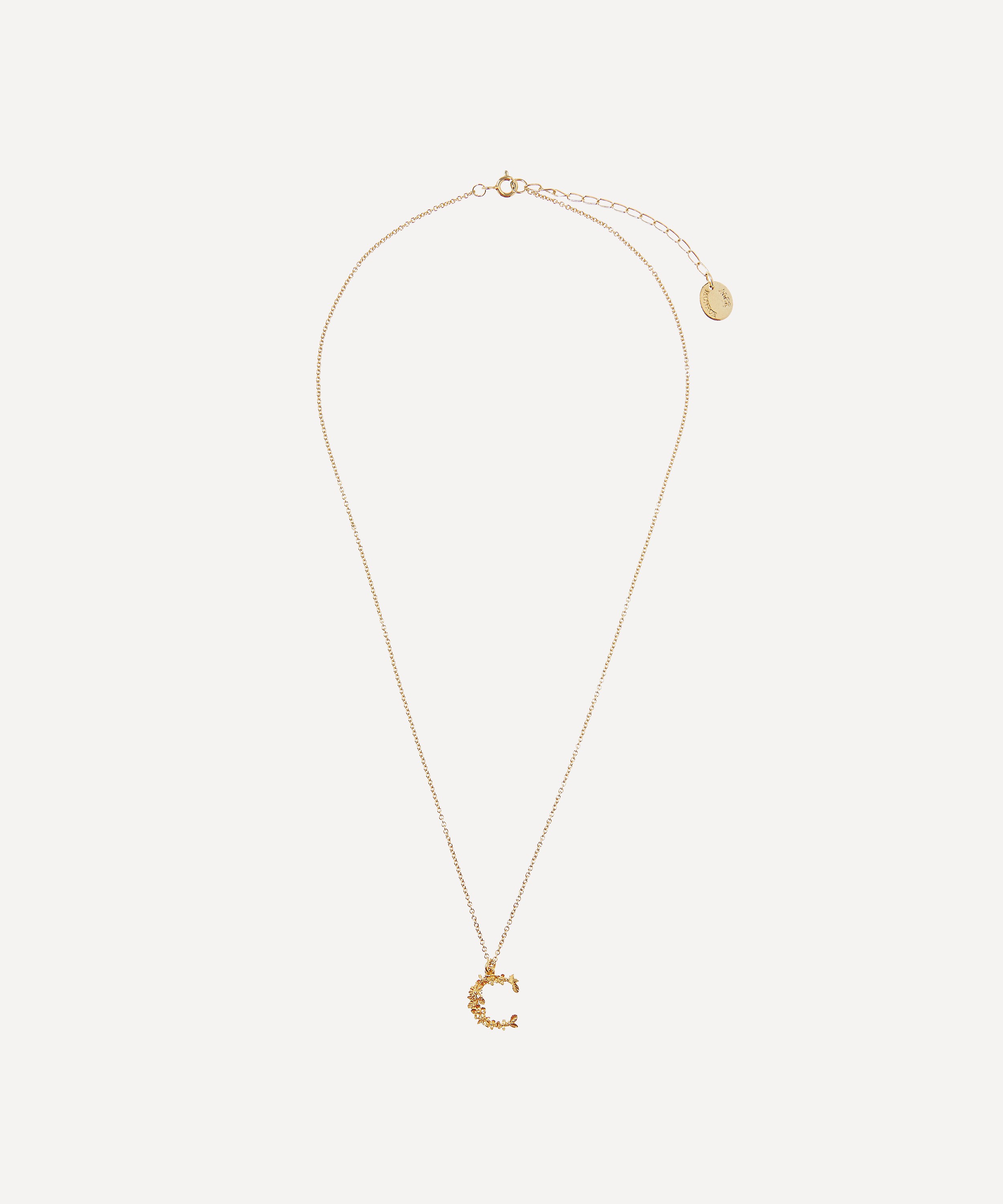 Alex Monroe - Gold-Plated Floral Letter C Alphabet Necklace image number 2