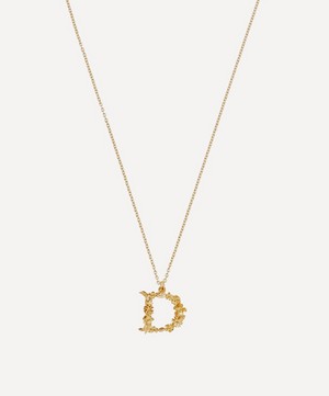 Alex Monroe - Gold-Plated Floral Letter D Alphabet Necklace image number 0