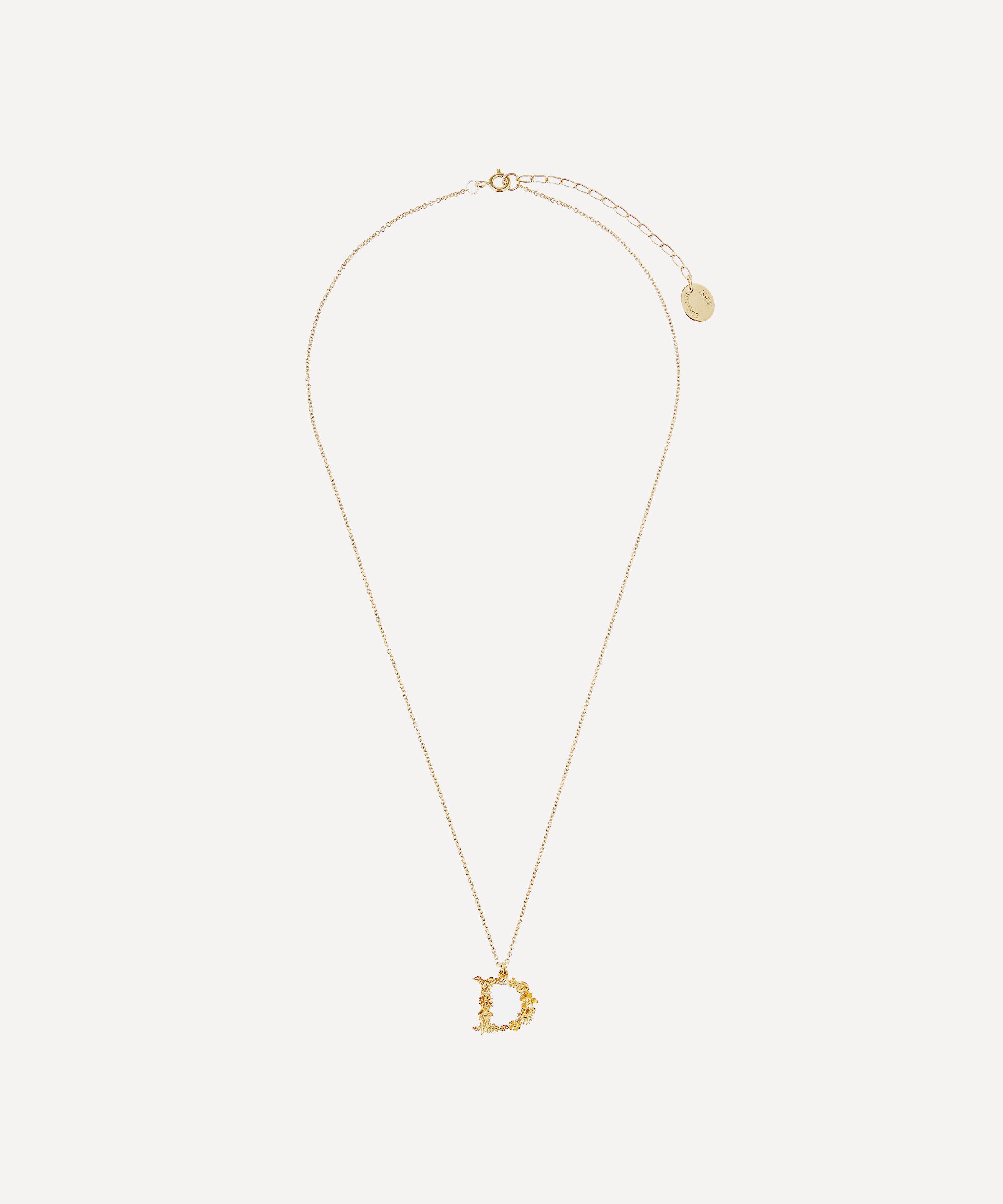 Alex Monroe - Gold-Plated Floral Letter D Alphabet Necklace image number 2